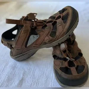 MERRELL Cambrian Vibram brown leather black mesh men’s water sandals shoes | 7 mens merrell water shoes products for sale | eBay main image 4